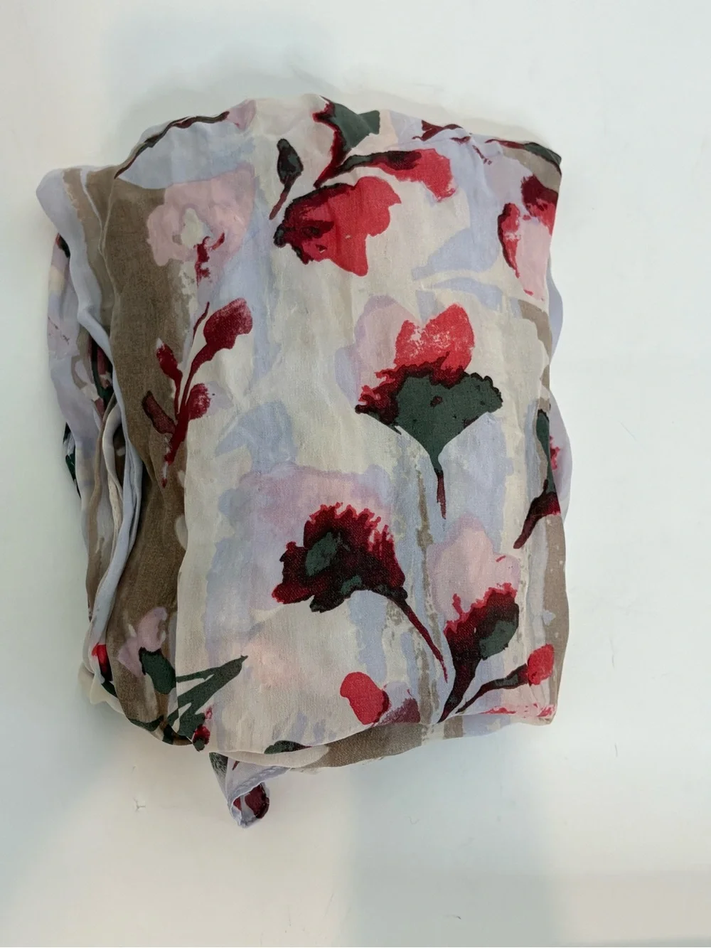 Vince Camuto Scarf Womens 72x18 Blue Neutral Floral Silk Rectangular Lightweight